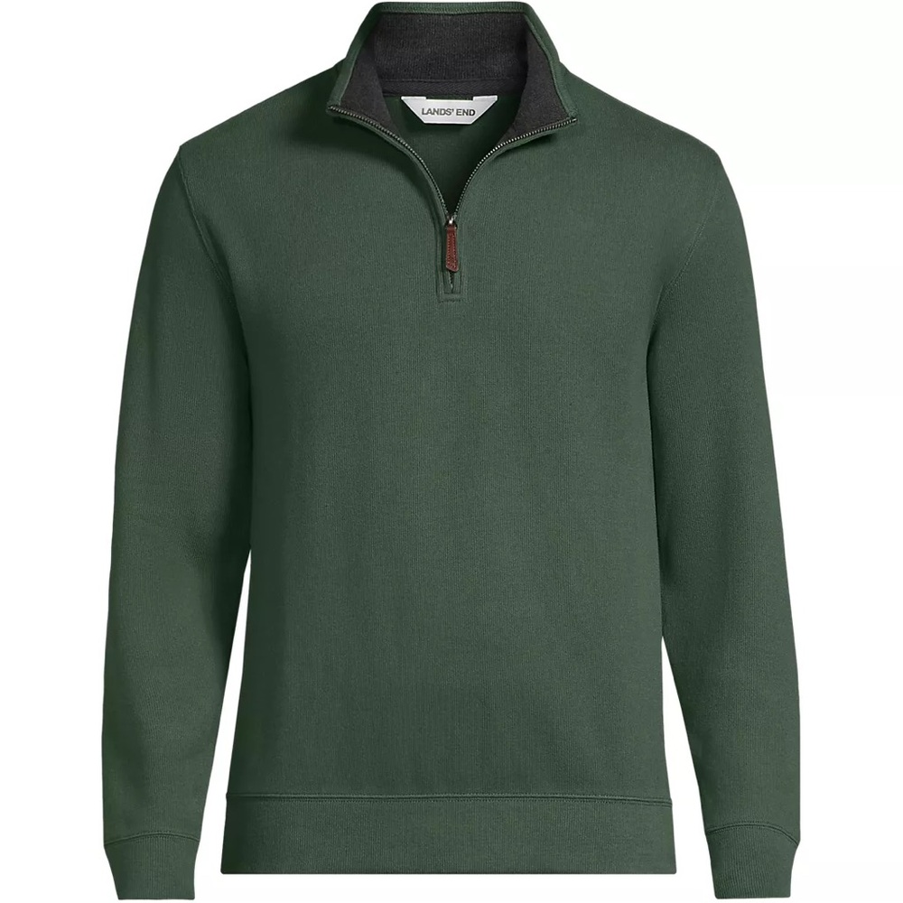 Bedford Rib Men’s Quarter-Zip Hunter Estate Green Lands End NWOT Size Large